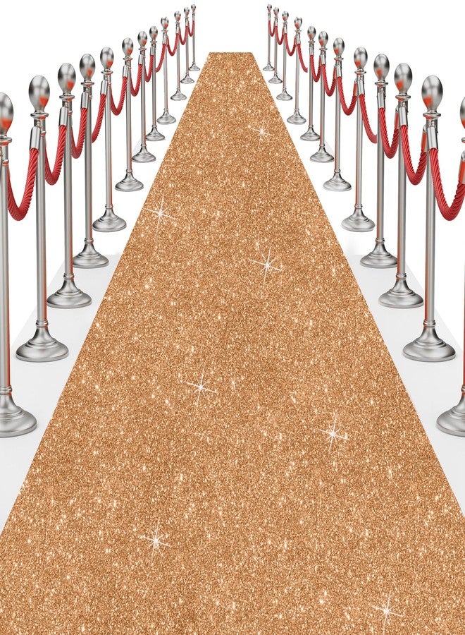UBCGOTT Glitter Carpet Runner for Party 2.6 X 30 ft Glitter Non-Woven Fabric, Carpet Rug for Event, Aisle Runway Runner for Wedding Ceremony, Movie Theme Party Decorations (Glitter Gold, 2.6FTx30FT) - Image 1